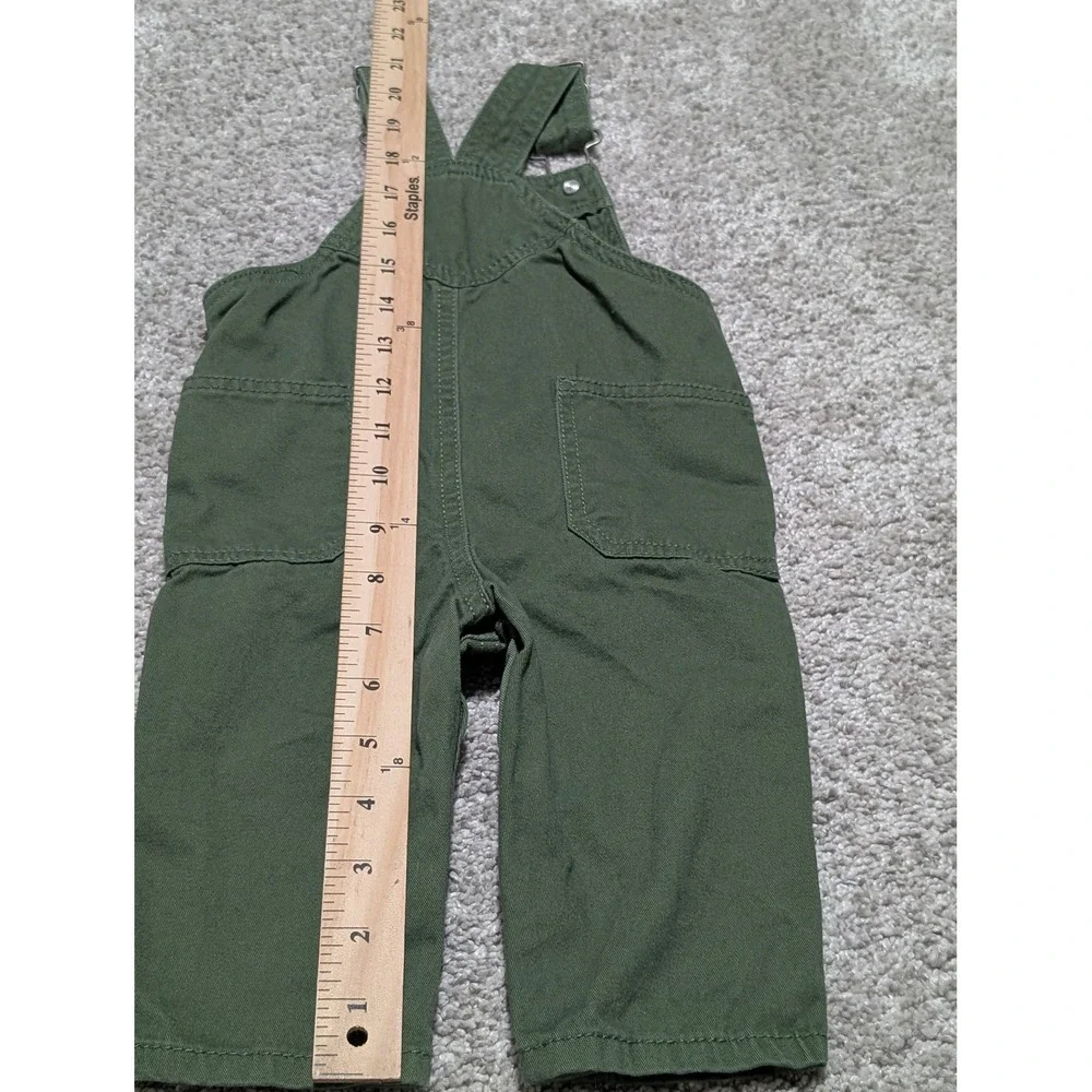 Carters‎ Baby Boy Olive Green Dinosaur Canvas Bib Overalls 6 Months